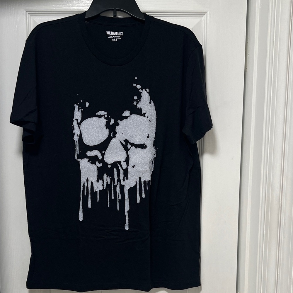 William Rast Black Tee with White Skull Design